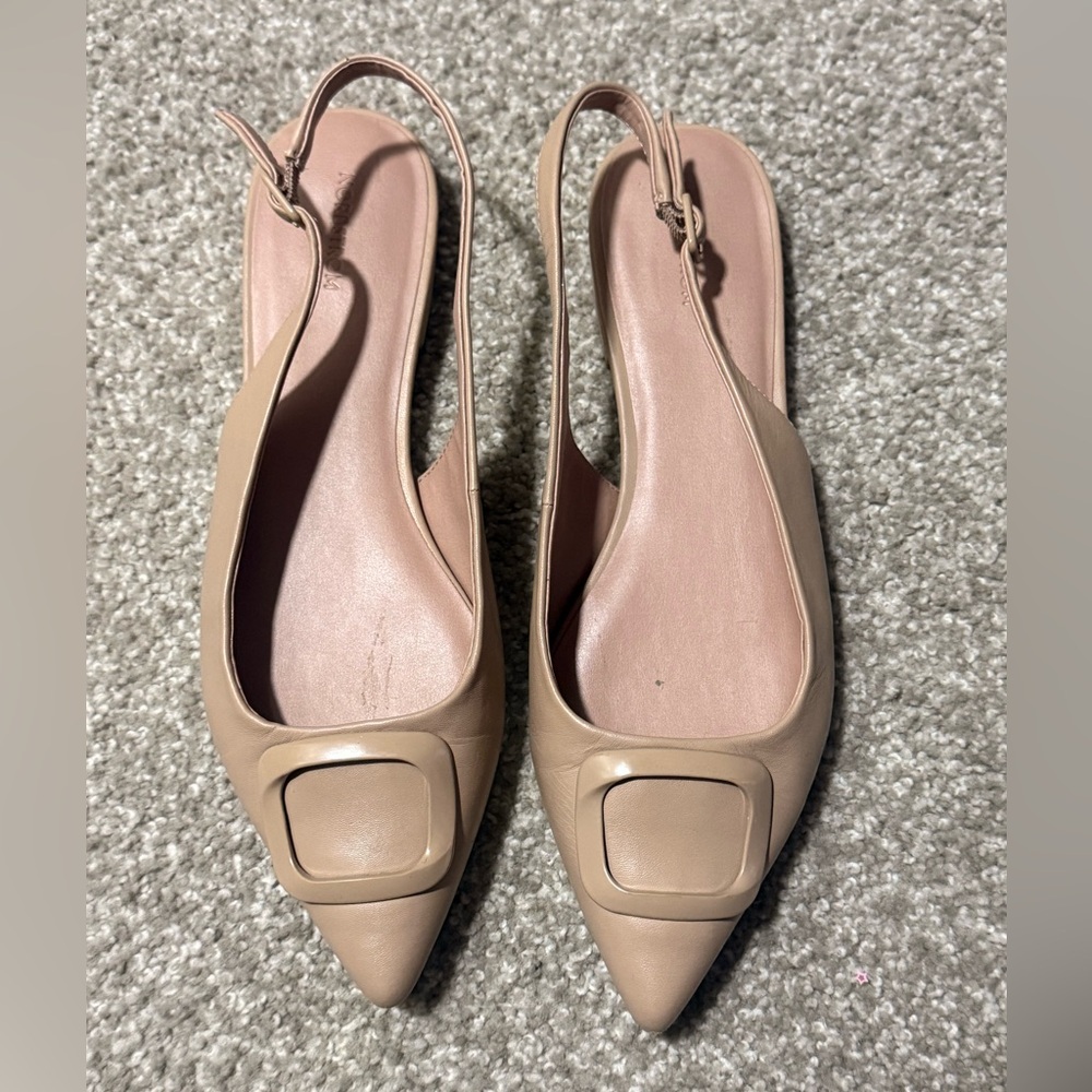 Nine West Norbecca Lea Nude Pointed Toe Slingback Flats Size 9